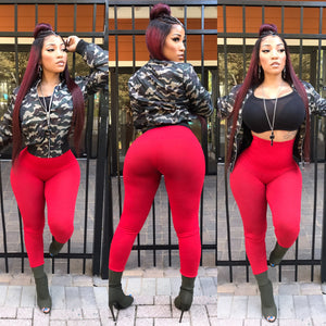 Red Highwaist Leggings "WITHOUT JACKET AND WITHOUT BLACK TOP"