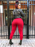 Red Highwaist Leggings "WITHOUT JACKET AND WITHOUT BLACK TOP"