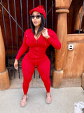 Red 2 Piece “work out set/track suit “HAT NOT INCLUDED”