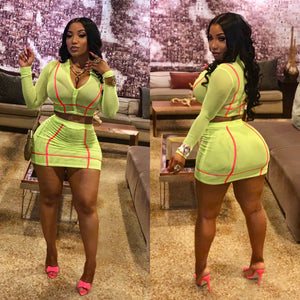 Lime Neon Green with fushia Pink 2 piece set