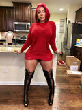 Red Knitted Sweater Dress WITHOUT Laced Up Black Boots