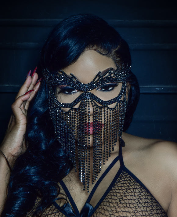 Black Swarovski Crystal Mask