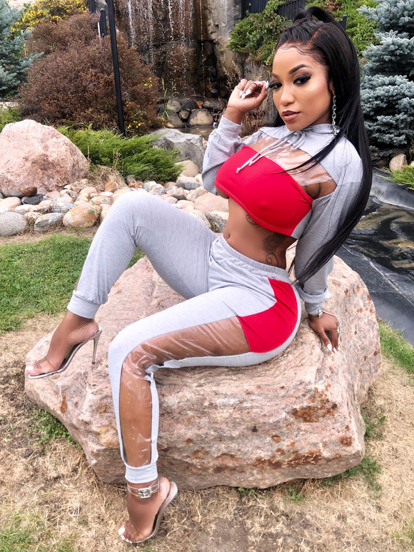 Red And Grey 2 Piece Track Suit