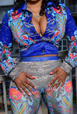 Ms Colorful Blinged Out 2 piece jacket set (High  waist bottoms)