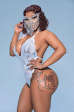 Ms Craving With Silver Swarvoski Crystal Mask WITH Silver Hand Jewelry And White Snake Skin Red Bottoms