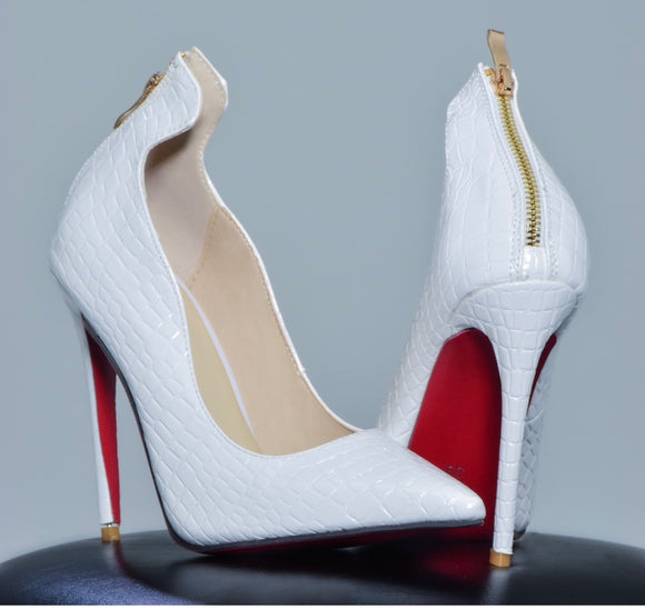 White Snake Skin Red Bottoms